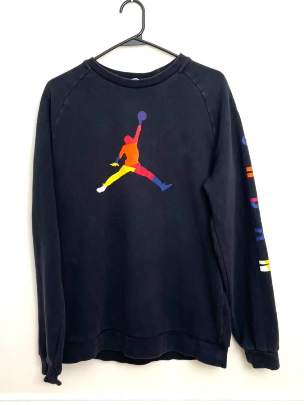 Vintage Jordan Rainbow Jumpman Black Crewneck Sweatshirt Men's Size M Basketball